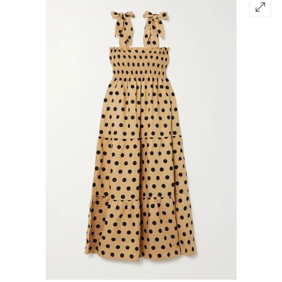 Faithfull The Brand Rianne Tie-detailed Polka-dot Linen Midi Dress - Picture 2 of 6
